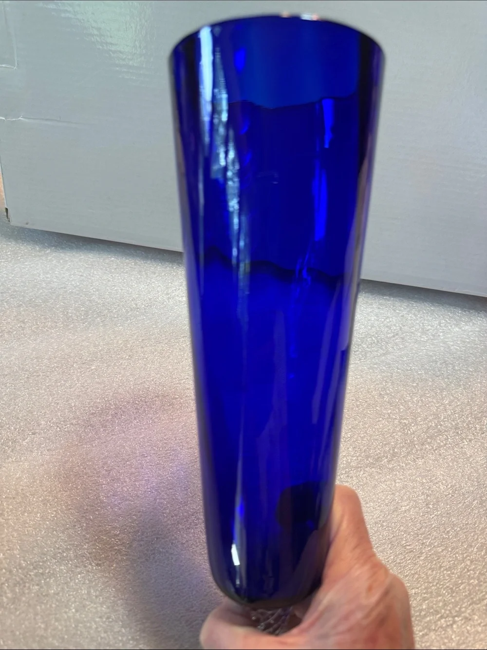 Vintage Cobalt Blue Flared Trumpet Shape Vase